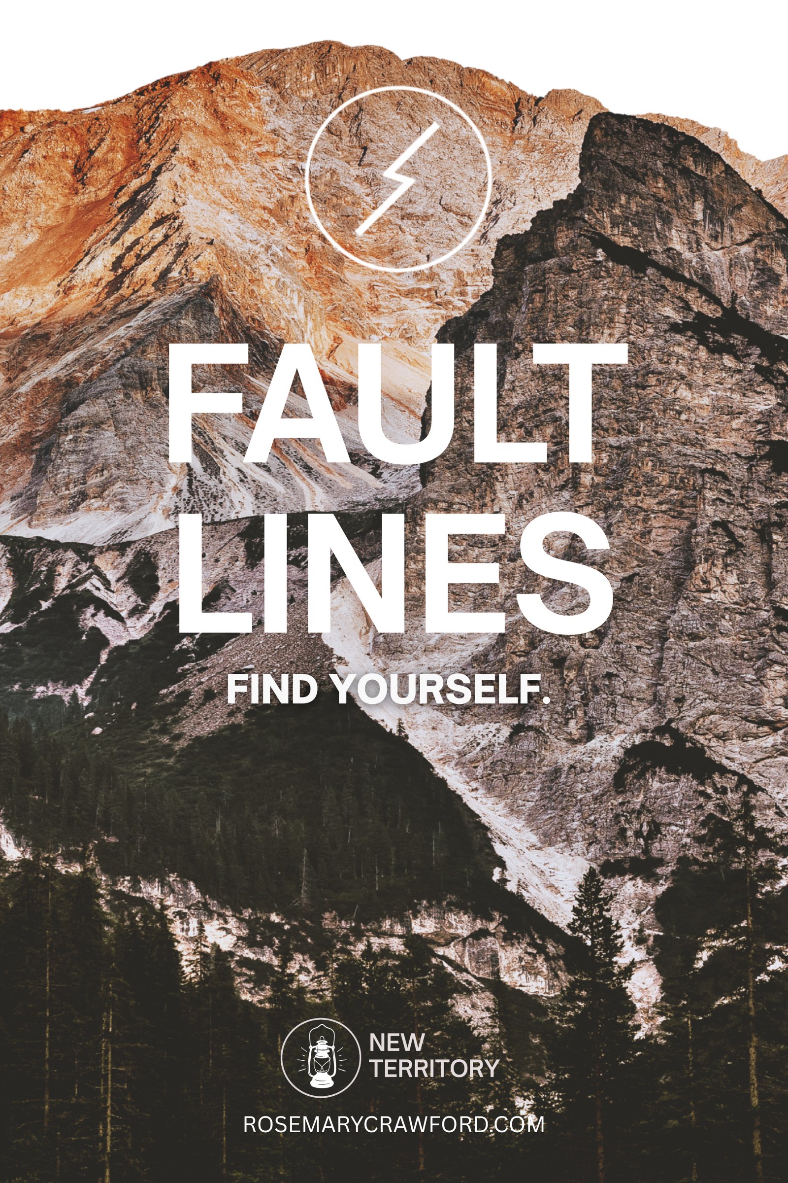 Fault Lines course cover — a mountain fault line, for Rosemary Crawford's self-paced course 'Fault Lines: Find Yourself'